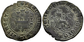 Fernando e Isabel (1474-1504). 4 maravedís. Cuenca. (Cal-139). (Rs-345). Ae. 6,70 g. Castillo entre C-estrella y cuenco-cabeza de vaca, cruz patriarca...