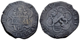 Fernando e Isabel (1474-1504). 4 maravedís. Segovia. P. (Cal-146). (Rs-600). Ae. 7,47 g. P superada de roel bajo el castillo y acueducto de 4 pisos ba...