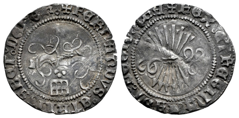 Fernando e Isabel (1474-1504). 1/2 real. Segovia. (Cal-244). Ag. 1,33 g. Acueduc...