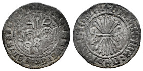 Fernando e Isabel (1474-1504). 1/2 real. Sevilla. (Cal-253). Ag. 1,48 g. Estrella debajo de S en anverso. BC+. Est...35,00.