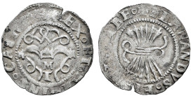 Fernando e Isabel (1474-1504). 1/2 real. Toledo. M. (Cal-287). Ag. 1,69 g. M/T en anverso. MBC-. Est...50,00.