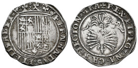 Fernando e Isabel (1474-1504). 1 real. Sevilla. (Cal-408). Ag. 3,38 g. S en reverso. MBC. Est...50,00.