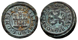Felipe II (1556-1598). 1 maravedí. 1597. Segovia. (Cal-83). (Jarabo-Sanahuja-B18). Ae. 1,91 g. Sin indicación de ceca ni valor. Escasa. MBC. Est...60,...