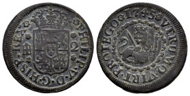 Felipe V (1700-1746). 2 maravedís. 1745. Segovia. (Cal-74). Ae. 3,39 g. MBC-/MBC. Est...25,00.