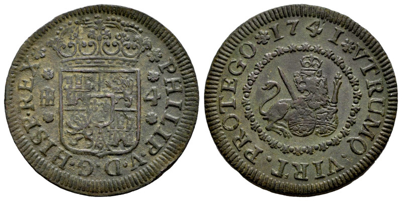 Felipe V (1700-1746). 4 maravedís. 1741. Segovia. (Cal-93). Ae. 6,84 g. MBC+. Es...