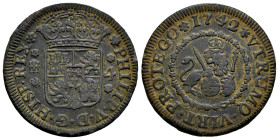 Felipe V (1700-1746). 4 maravedís. 1742. Segovia. (Cal-94). Ae. 6,58 g. MBC. Est...35,00.