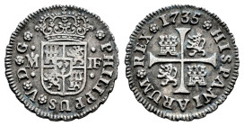 Felipe V (1700-1746). 1/2 real. 1735. Madrid. JF. (Cal-184). Ag. 1,31 g. Limpiada. MBC. Est...30,00.