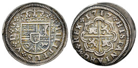 Felipe V (1700-1746). 1 real. 1716. Madrid. J. (Cal-434). Ag. 2,70 g. Bonita pátina iridiscente. Escasa así. EBC-/MBC+. Est...120,00.