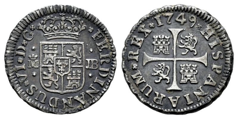 Fernando VI (1746-1759). 1/2 real. 1749. Madrid. JB. (Cal-68). Ag. 1,33 g. Pátin...