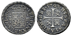 Fernando VI (1746-1759). 1/2 real. 1749. Madrid. JB. (Cal-68). Ag. 1,33 g. Pátina. MBC+. Est...45,00.
