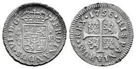 Fernando VI (1746-1759). 1/2 real. 1756. Madrid. JB. (Cal-74). Ag. 1,51 g. MBC. Est...45,00.