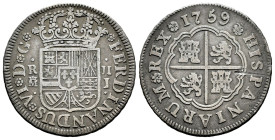 Fernando VI (1746-1759). 2 reales. 1759. Madrid. J. (Cal-284). Ag. 5,67 g. Raya en reverso. MBC-. Est...30,00.