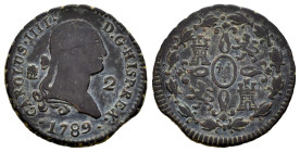 Carlos III (1759-1788). 2 maravedís. 1789. Segovia. (Cal-25). Ae. 2,39 g. Escasa. MBC-. Est...50,00.