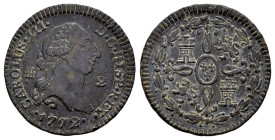 Carlos III (1759-1788). 2 maravedís. 1772. Segovia. (Cal-34). Ae. 2,44 g. Escasa. MBC/MBC+. Est...25,00.