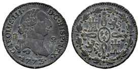Carlos III (1759-1788). 2 maravedís. 1773. Segovia. (Cal-35). Ae. 2,23 g. MBC-/MBC. Est...25,00.