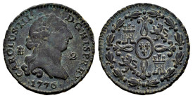 Carlos III (1759-1788). 2 maravedís. 1776. Segovia. (Cal-40). Ae. 2,36 g. MBC/MBC+. Est...25,00.