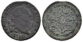 Carlos III (1759-1788). 2 maravedís. 1788. Segovia. (Cal-49). Ae. 2,32 g. MBC. Est...25,00.