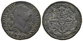 Carlos III (1759-1788). 4 maravedís. 1774. Segovia. (Cal-54). Ae. 5,11 g. MBC-. Est...30,00.