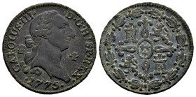 Carlos III (1759-1788). 4 maravedís. 1775. Segovia. (Cal-55). Ae. 5,36 g. MBC+. Est...25,00.