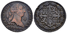 Carlos III (1759-1788). 4 maravedís. 1777. Segovia. (Cal-57). Ae. 5,04 g. Golpecito en el canto. MBC. Est...30,00.