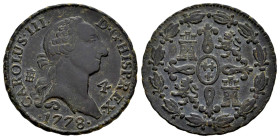 Carlos III (1759-1788). 4 maravedís. 1778. Segovia. (Cal-58). Ae. 5,00 g. MBC+. Est...40,00.