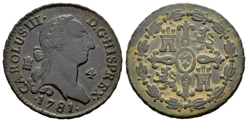Carlos III (1759-1788). 4 maravedís. 1781. Segovia. (Cal-61). Ae. 5,18 g. MBC. E...