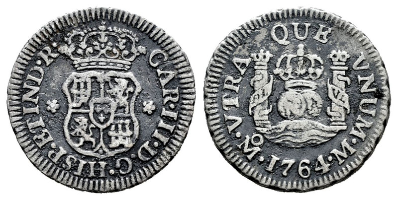 Carlos III (1759-1788). 1/2 real. 1764. México. M. (Cal-181). Ag. 1,57 g. MBC-. ...