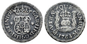 Carlos III (1759-1788). 1/2 real. 1764. México. M. (Cal-181). Ag. 1,57 g. MBC-. Est...50,00.