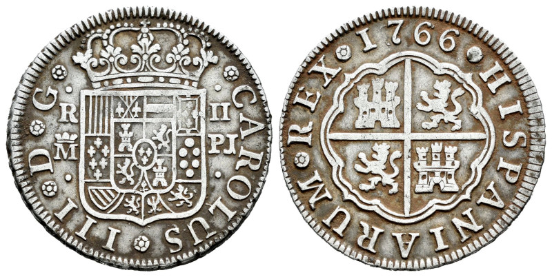 Carlos III (1759-1788). 2 reales. 1766. Madrid. PJ. (Cal-614). Ag. 5,79 g. Limpi...