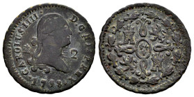 Carlos IV (1788-1808). 2 maravedís. 1798. Segovia. (Cal-33). Ae. 2,41 g. MBC-. Est...25,00.