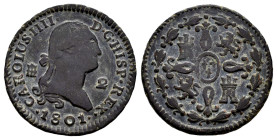 Carlos IV (1788-1808). 4 maravedís. 1801. Sevilla. (Cal-35). Ae. 2,43 g. MBC. Est...25,00.