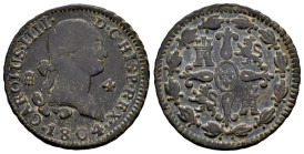 Carlos IV (1788-1808). 4 maravedís. 1804. Segovia. (Cal-58). Ae. 5,39 g. MBC-/MBC. Est...20,00.
