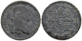 Carlos IV (1788-1808). 8 maravedís. 1798. Segovia. (Cal-75). Ae. 11,99 g. Raya en anverso. MBC. Est...35,00.