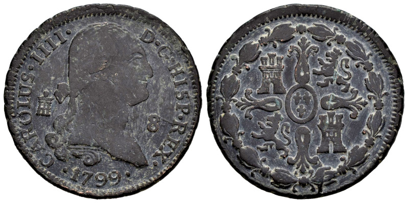 Carlos IV (1788-1808). 8 maravedís. 1799. Segovia. (Cal-76). Ae. 11,80 g. MBC-. ...