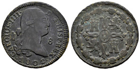 Carlos IV (1788-1808). 8 maravedís. 1802. Segovia. (Cal-79). Ae. 111,47 g. MBC. Est...40,00.