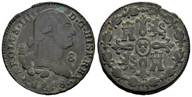Carlos IV (1788-1808). 8 maravedís. 1808. Segovia. (Cal-86). Ae. 13,79 g. Defecto sin importancia en el canto. MBC. Est...50,00.
