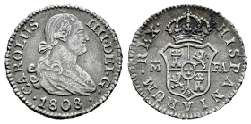 Carlos IV (1788-1808). 1/2 real. 1808. Madrid. FA. (Cal-267). Ag. 1,41 g. MBC. Est...50,00.