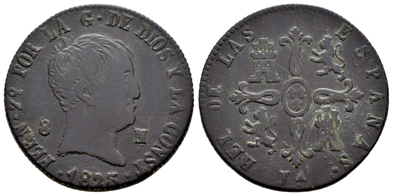 Fernando VII (1808-1833). 8 maravedís. 1823. Jubia. (Cal-204). Ae. 9,63 g. Tipo ...