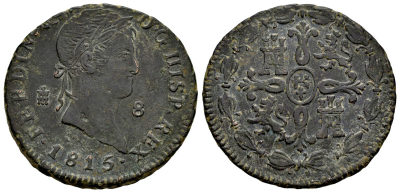 Fernando VII (1808-1833). 8 maravedís. 1815. Segovia. (Cal-212). Ae. 11,11 g. MB...