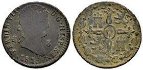 Fernando VII (1808-1833). 8 maravedís. 1825. Segovia. (Cal-226). Ae. 10,30 g. MBC/MBC+. Est...45,00.
