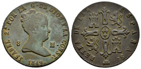 Isabel II (1833-1868). 8 maravedís. 1849. Segovia. (Cal-136). Ae. 10,52 g. MBC+. Est...45,00.