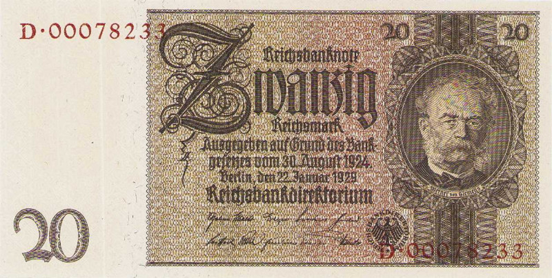 Deutsches Reich 1924 bis 1933
Reichsbanknoten und Reichskassenscheine 1874-1914...