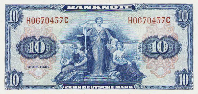 Bundesrepublik Deutschland
Bank deutscher Länder 1948-1949 10 DM 1948. KN H0670...