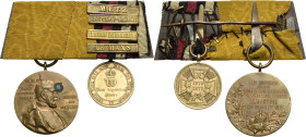 Ordensspangen
Spange mit 2 Auszeichnungen Preußen- Zentenarmedaille 1897. Geschützbronze, vergoldet. Kriegsdenkmünze 1870/71 für Kämpfer, Randschrift...