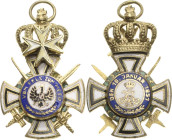 Miniaturen, Miniaturketten und Miniaturspangen Miniaturen
Preußen, Königlicher Hausorden von Hohenzollern, Kreuz der Ritter mit Schwertern Auf der Kr...