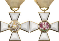 Orden deutscher Länder Preußen
Roter Adler Orden, 3. Modell, Kreuz 3. Klasse Verliehen 1830-1854. Gold und emailliert. 35,5 x 35,5 mm, 10,44 g. Mit B...