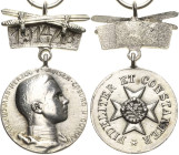 Orden deutscher Länder Sächsische Herzogtümer ab 1826
Miniatur der Silbernen Verdienstmedaille mit Schwerterspange "1914/18" Verliehen 1914-1918. Por...
