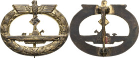 Orden des Dritten Reiches
U-Boot Kriegsabzeichen Verliehen 1939-1945. Hersteller "SCHWERIN BERLIN 68", Buntmetall, vergoldet, Restvergoldung, 48,5 x ...