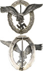 Orden des Dritten Reiches
Flugzeugführerabzeichen Verliehen 1935-1945. Hersteller "A", Buntmetall, versilbert, getönt, 51 x 40,5 mm, 35,83 g. Slg. Jo...