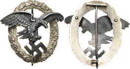 Orden des Dritten Reiches
Beobachterabzeichen der Luftwaffe Verliehen 1935-1945. Hersteller "JMME". Buntmetall, versilbert, dunkel getönt, 51 x 41 mm...